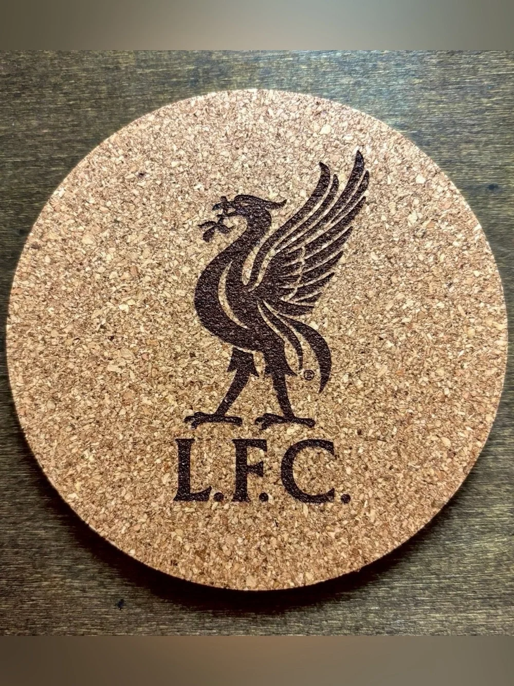 Liverpool Logo Laser Engraved Cork Coaster